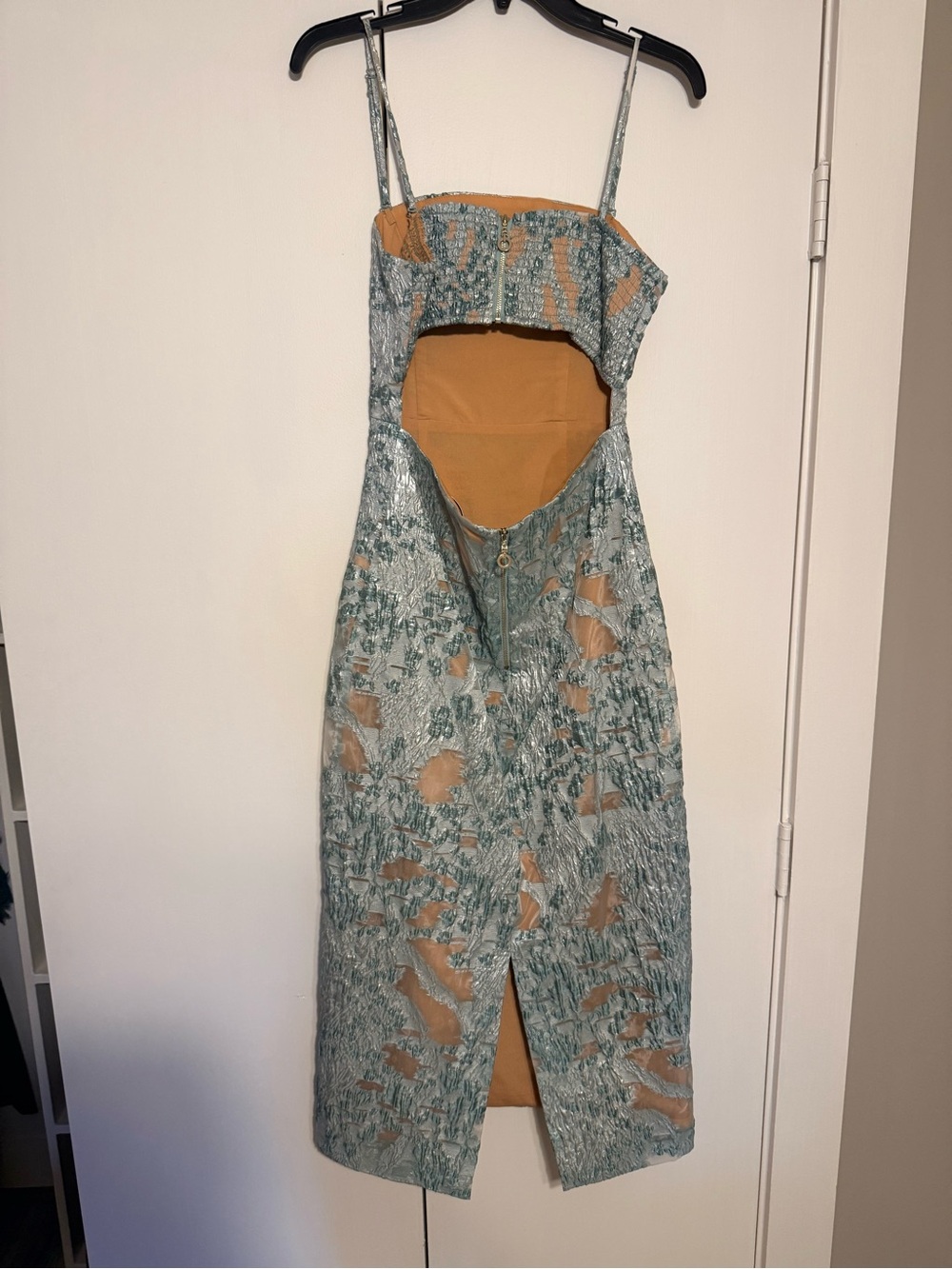 Elliat Ice Blue Textured Midi Cocktail Dress Size Small - Picture 3 of 5